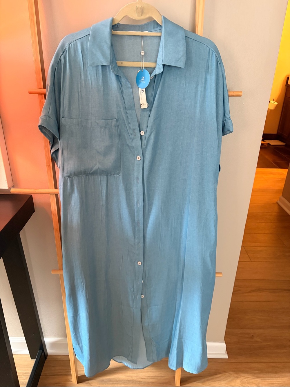 Cupshe Light Blue Button-Front Swim Coverup